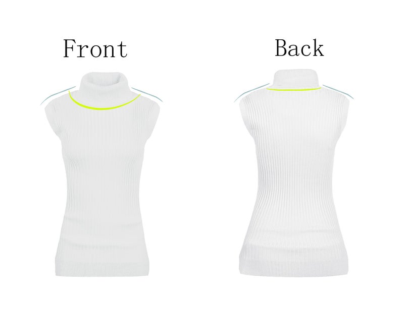 v28 Women Sleeveless High Neck Turtleneck Stretchable Knit Sweater Top (M, White) - Image 2